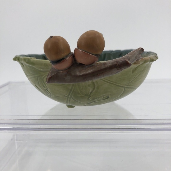 Takahashi San Francisco Porcelain Hand Painted Bowl Oak Leaves Acorns Green 6" - Picture 5 of 12